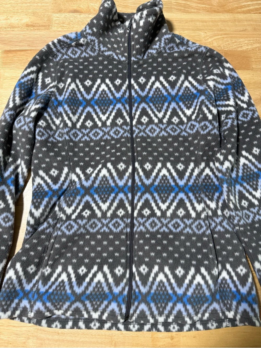 Old Navy Women’s Small Full Zip Fleece Jacket Gray Blue Aztec Print